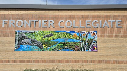 Mural on the outside wall of the high school building.