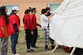 Students learning to put up the Tipi cover and the ceremony.